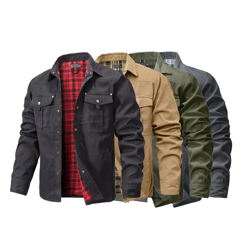 Flannel Shirt Lined - Chaquetas para hombre, camisa forrada de
