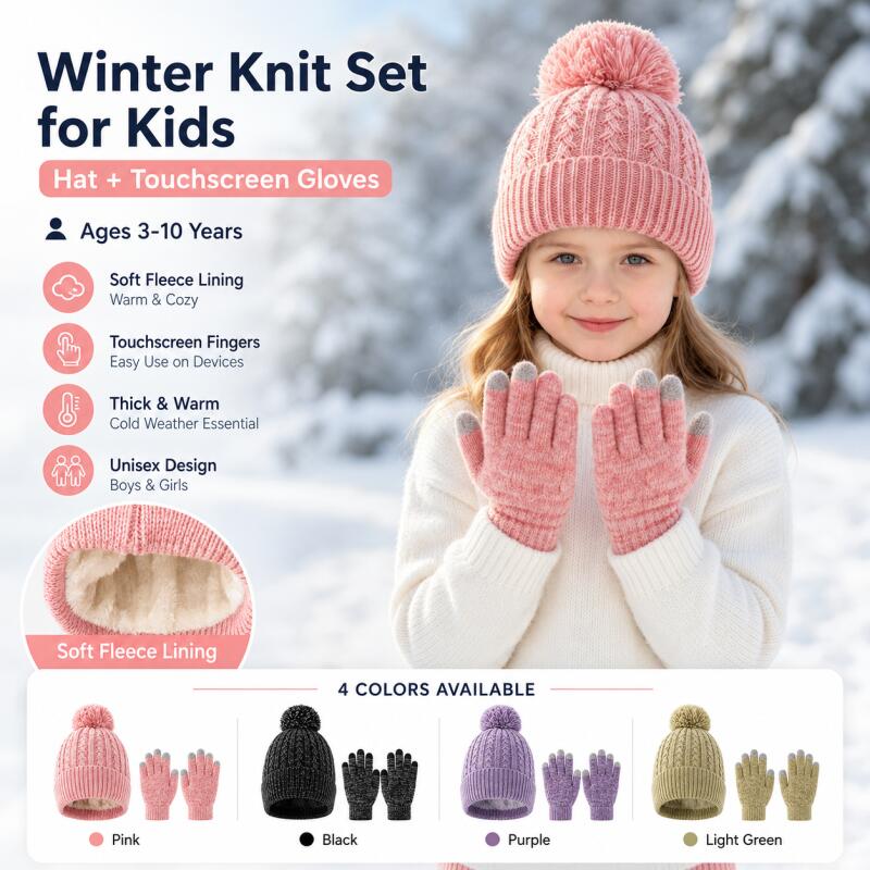 Touch Screen Gloves - Conjunto de gorro de punto y