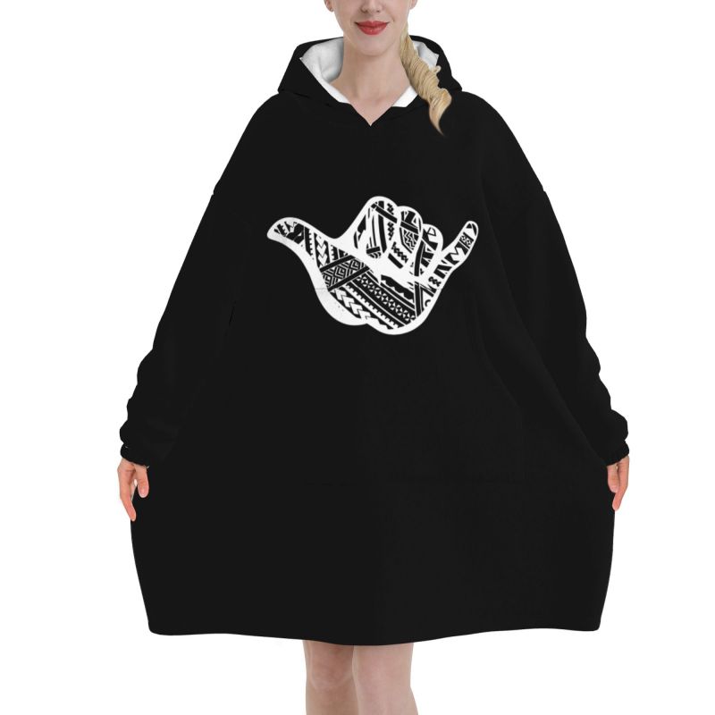 Sherpa Hoodie Fleece - Manta con estampado Tribal Shaka de