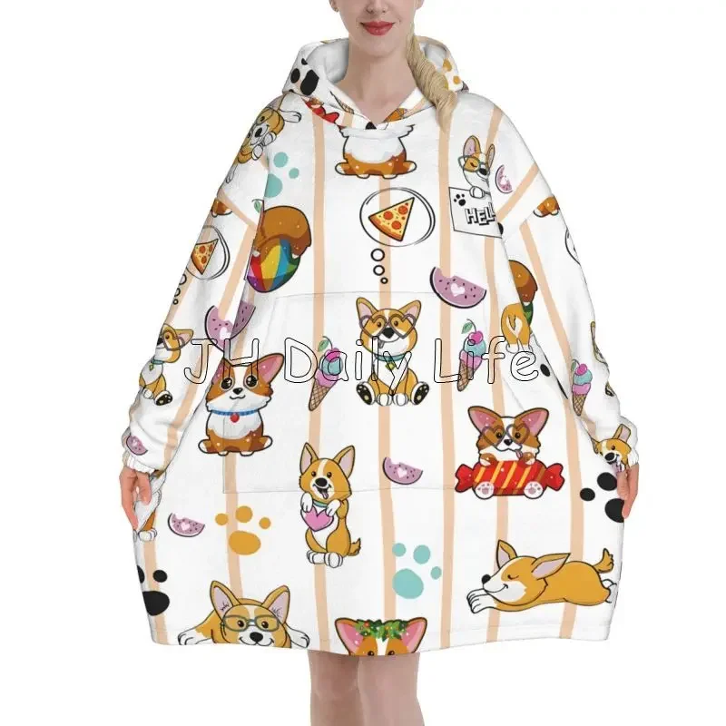 Sherpa Hoodie Fleece - Manta con capucha para perro Corgi,