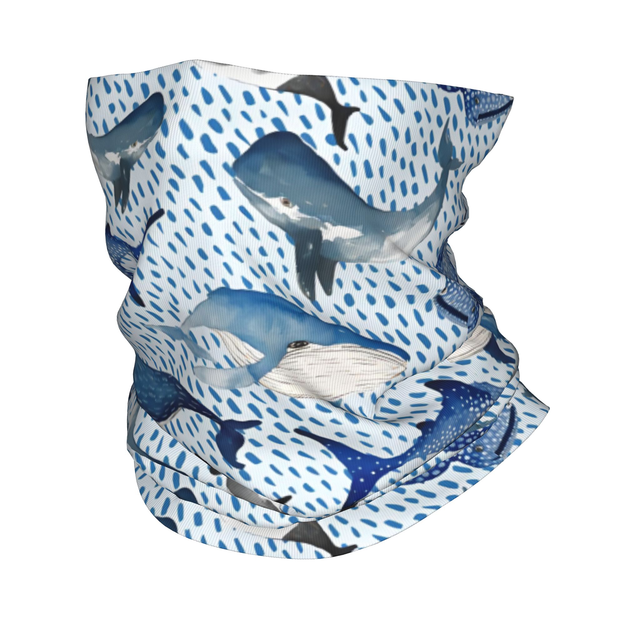 Neck Gaiter Fleece - Personalizado azul acuarela tiburón invierno diadema