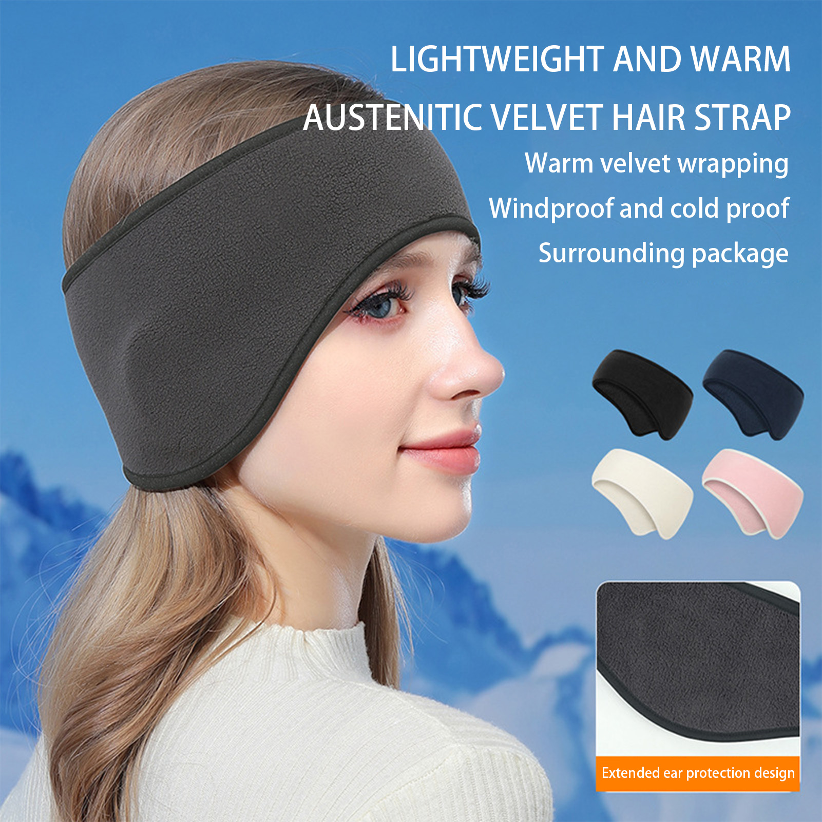 Fleece Ear Warmer Band - Orejeras térmicas ligeras de lana para