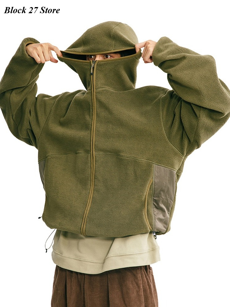 Sherpa Hoodie Fleece - Sudadera con capucha para hombre, Chaqueta