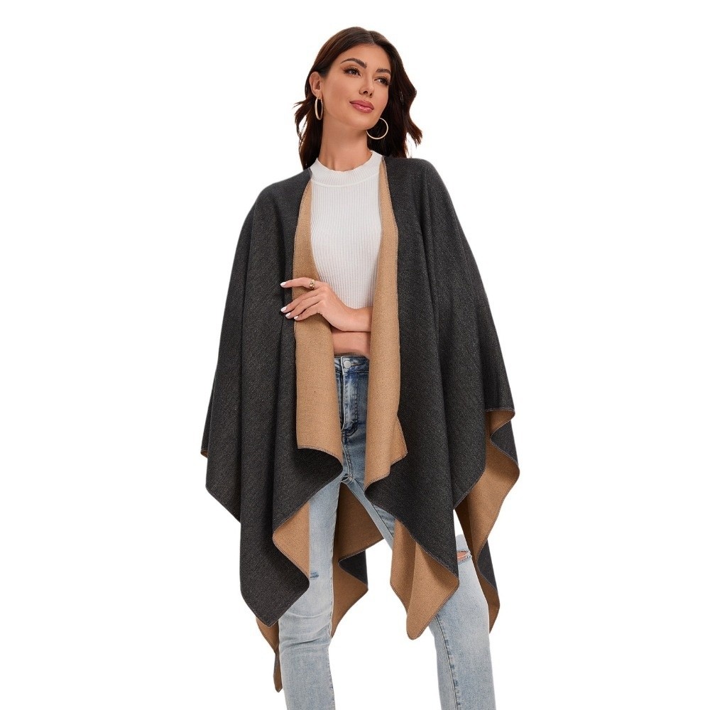 Shawl Wrap Winter - Abrigo cálido con diseño a cuadros,