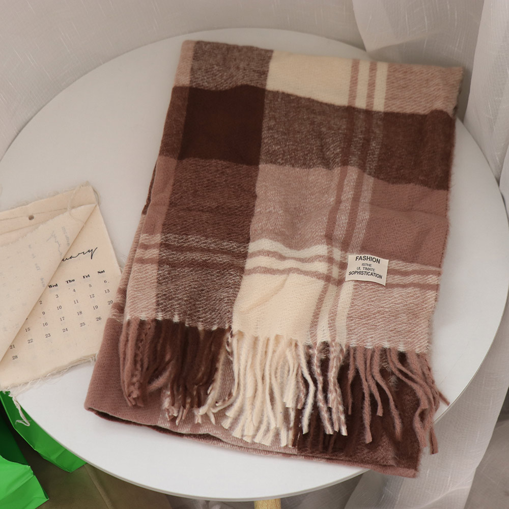 Wool Scarf Men - Bufanda de lana a cuadros informal,