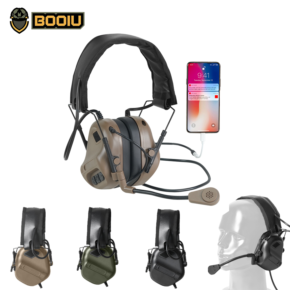Earmuffs Foldable - BOOIU-auriculares electrónicos tácticos para disparar, interfaz