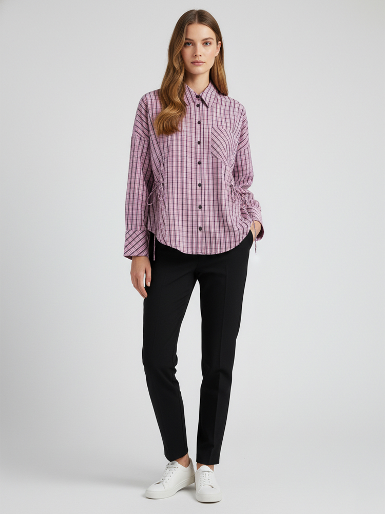 Flannel Shirt Lined - Camisa a Cuadros Moderna para Mujer,