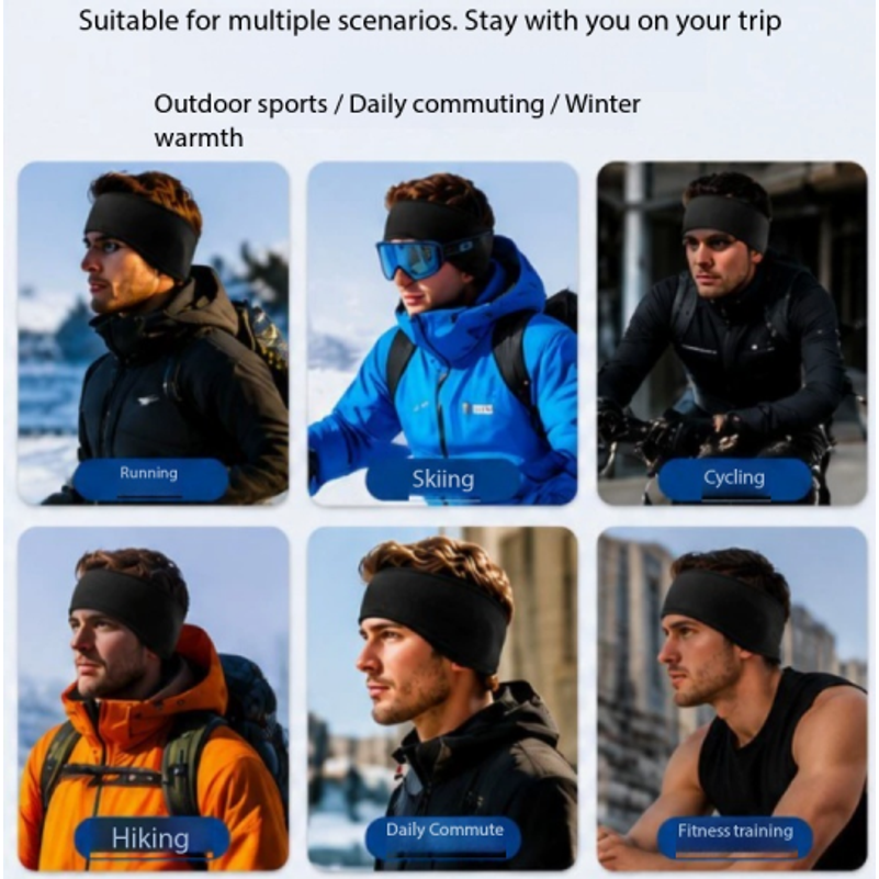 Winter Headband Fleece - Diadema de ciclismo para hombre, cálida,