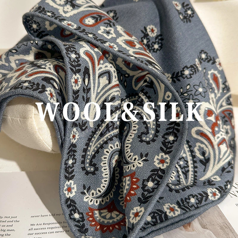 Shawl Wrap Winter - Bufanda de seda 70% lana 30%