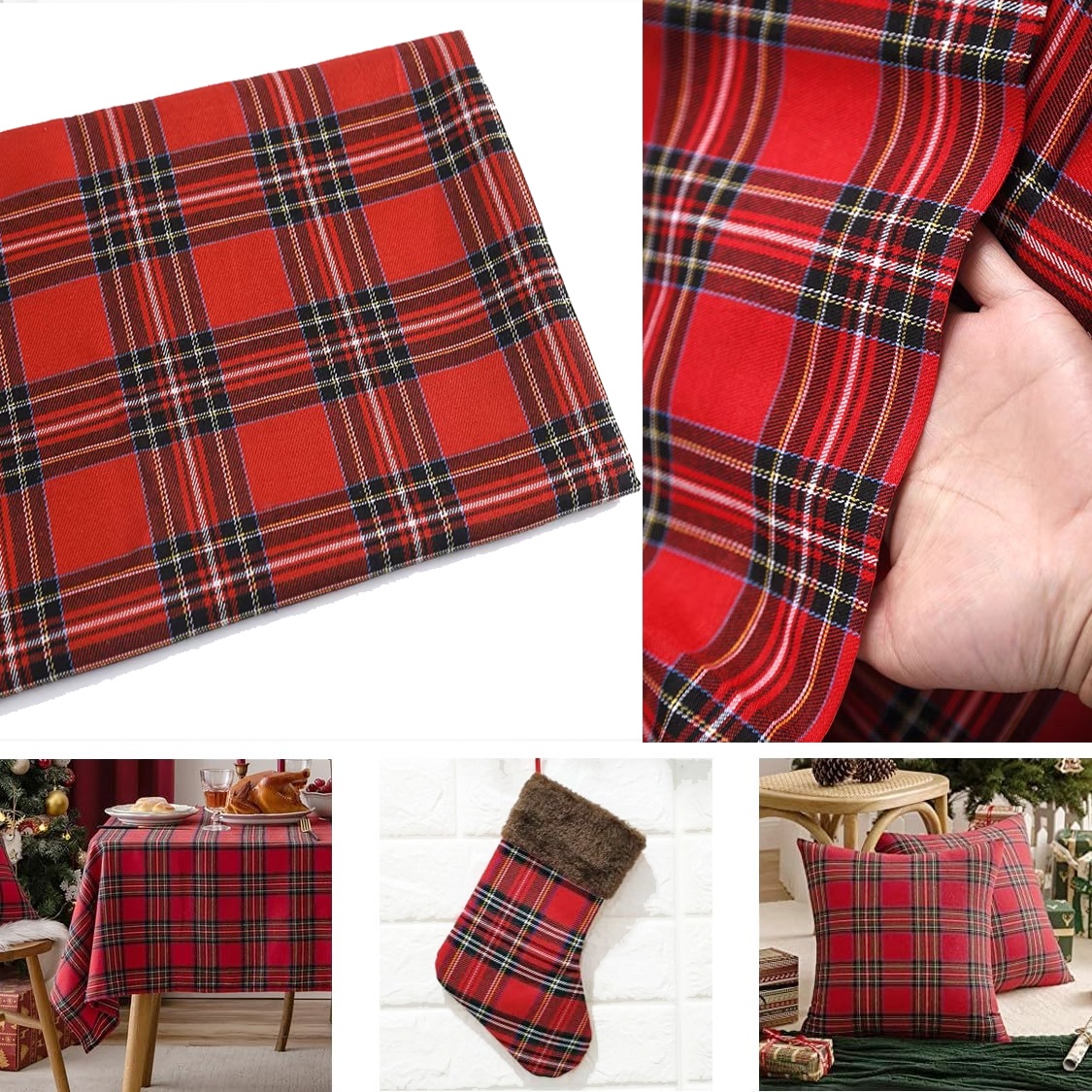 Flannel Shirt Lined - Tela a cuadros navideña para manualidades,