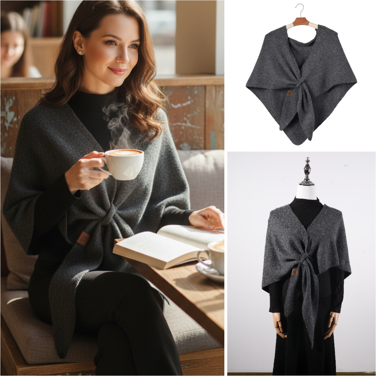 Shawl Wrap Winter - Chal Triangular de Punto de Color