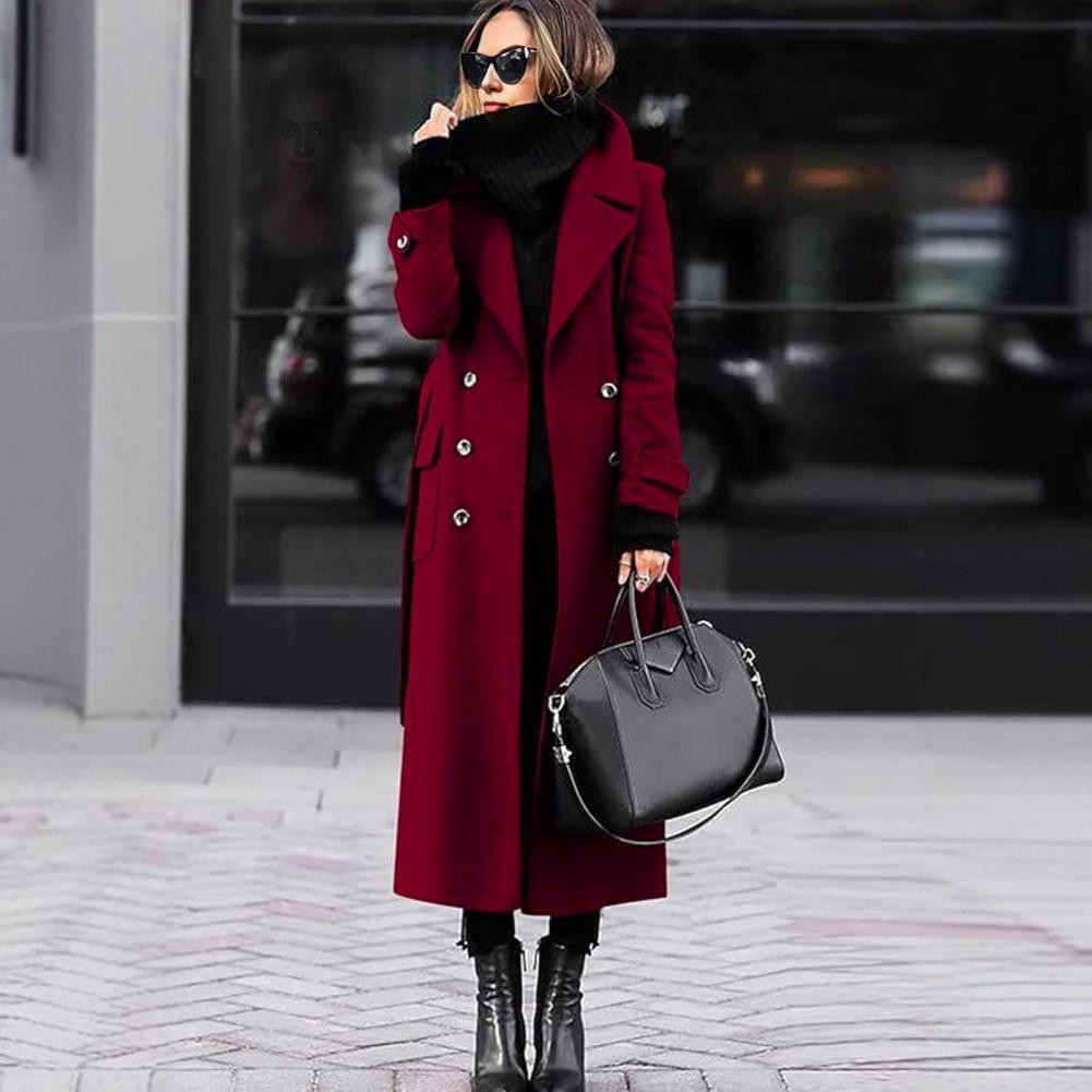 Abrigo de manga larga para muj - Wool Coat Peacoat reseña y precio