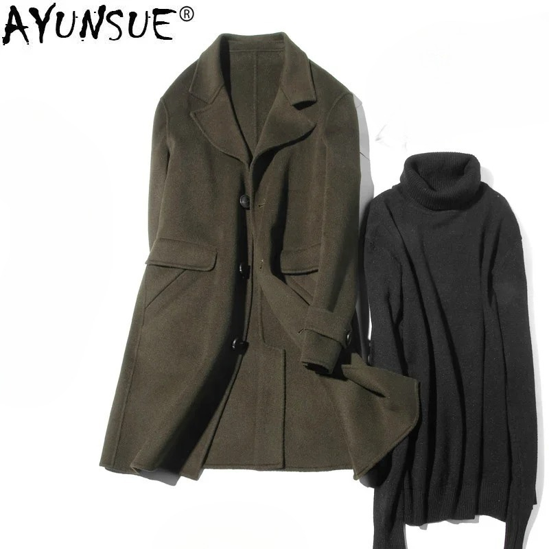 AYUNSUE 100% abrigo de lana pa - Wool Coat Peacoat reseña y precio