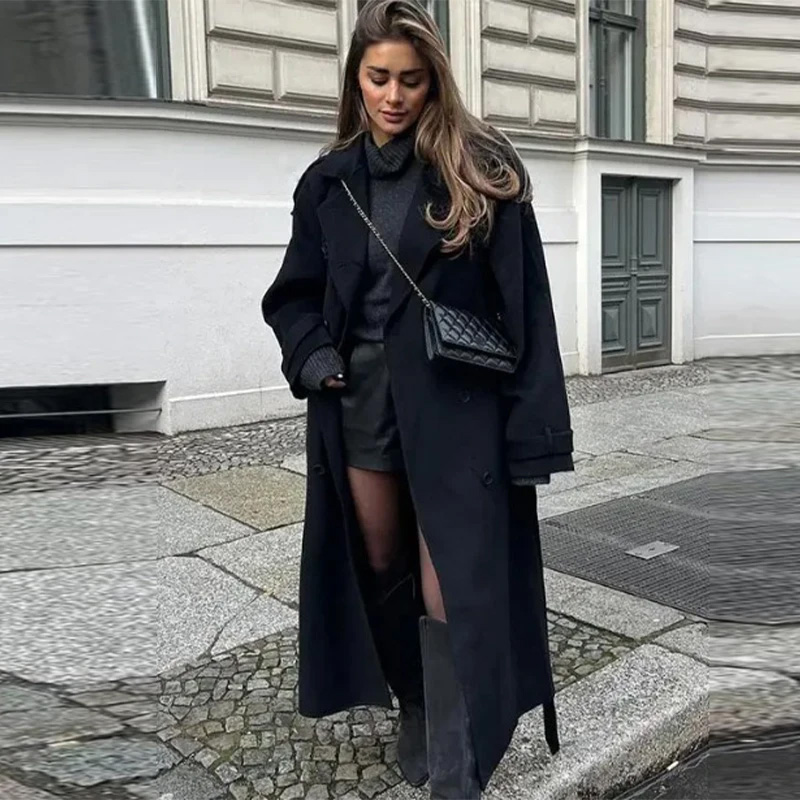 Abrigo largo de lana sintética - Wool Coat Peacoat reseña y precio