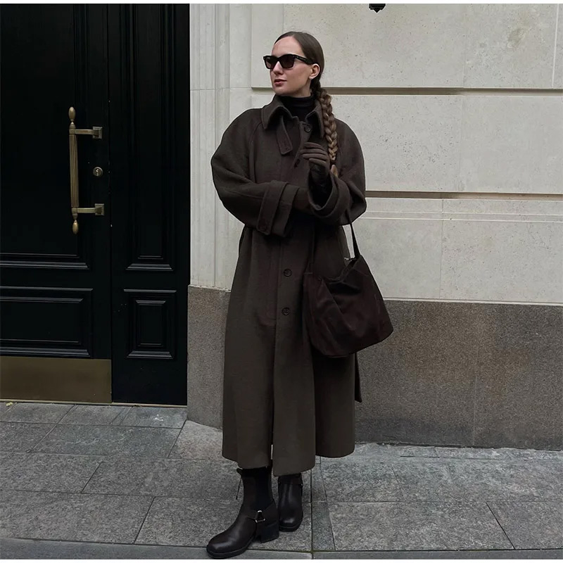 Abrigo largo de lana sintética - Wool Coat Peacoat reseña y precio