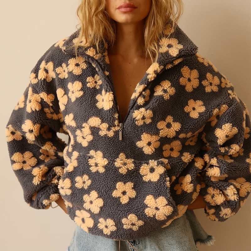 Sudadera floral sherpa de medi - Sherpa Hoodie Fleece reseña y precio
