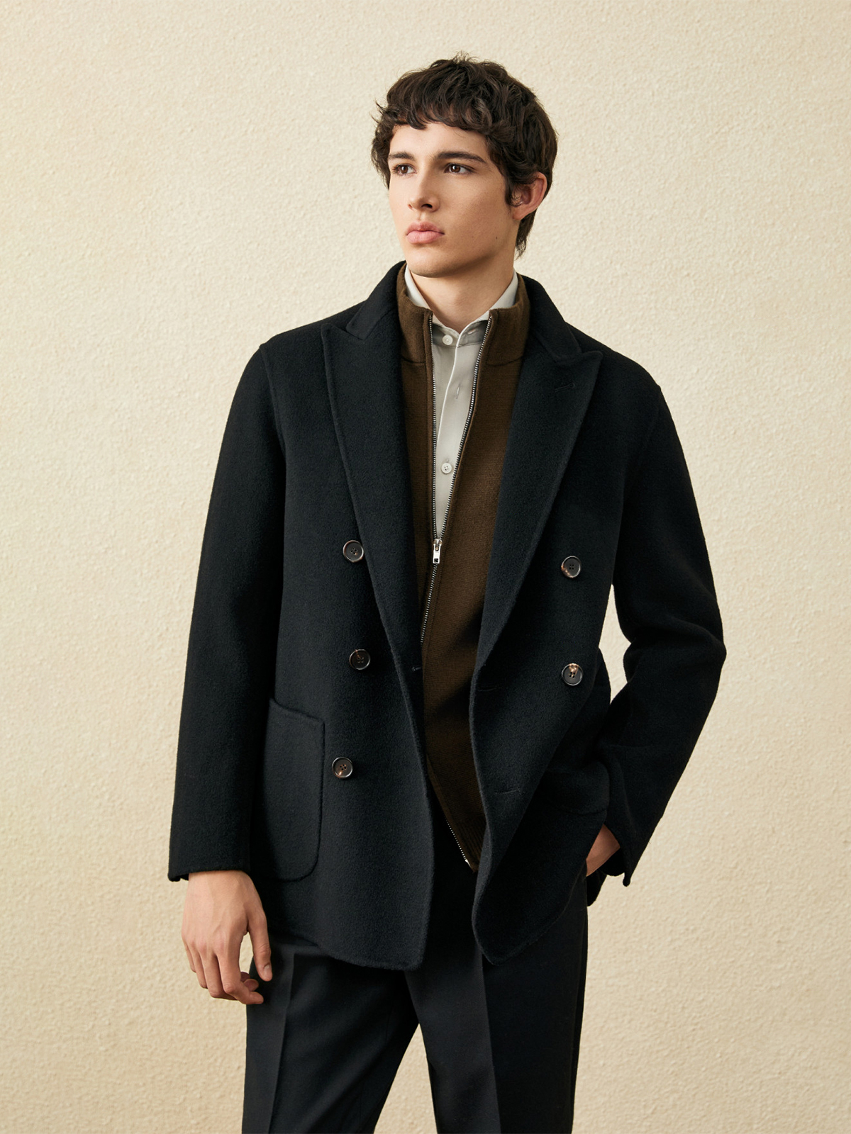 Abrigo corto de hombre 100% la - Wool Coat Peacoat reseña y precio