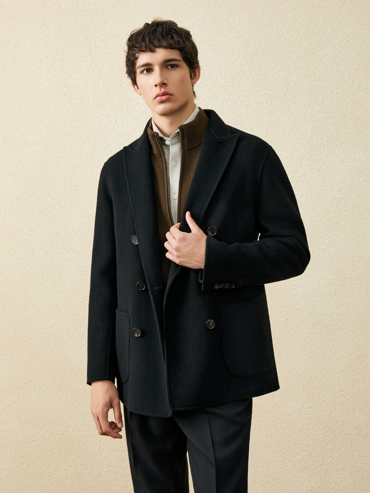 Abrigo corto de hombre 100% la - Wool Coat Peacoat reseña y precio