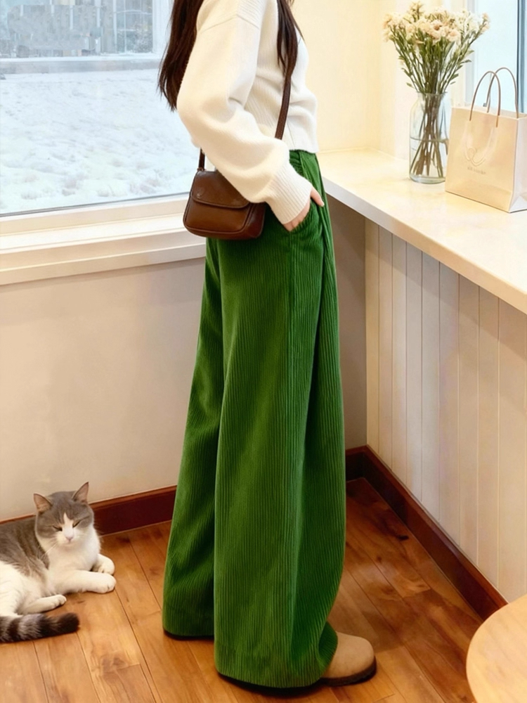 Pantalones anchos de pana verd - Corduroy Pant Warm reseña y precio