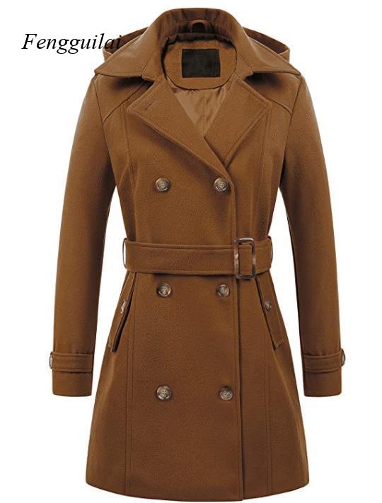 Abrigo de lana negro con capuc - Wool Coat Peacoat reseña y precio